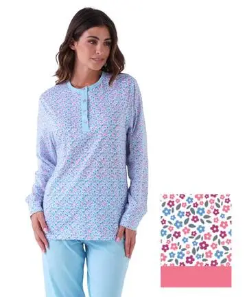 Pigiama donna a serafino in jersey di cotone Karelpiu KE0028