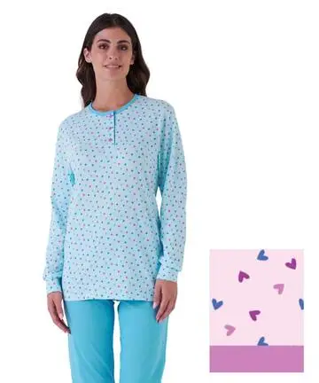 Pigiama donna a serafino in jersey di cotone Karelpiu KE0080