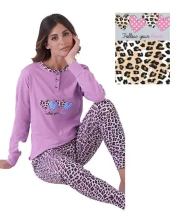 Pigiama donna a serafino in jersey di cotone Karelpiu KE0119