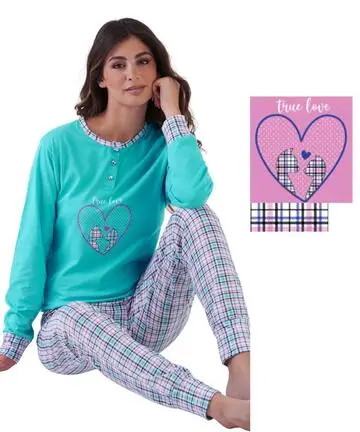 Pigiama donna a serafino in jersey di cotone Karelpiu KE0144