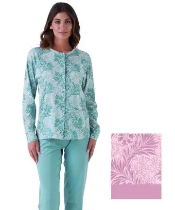 Pigiama donna aperto in jersey di cotone Karelpiu KE0047