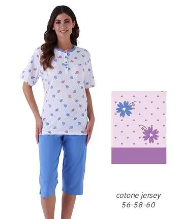 Pigiama donna CALIBRATO a manica corta e bermuda in jersey di cotone Karelpiu KE0077