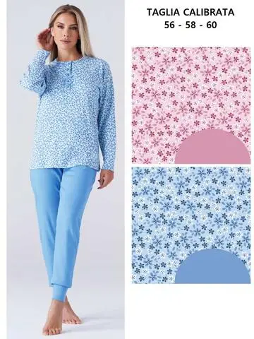 Pigiama donna calibrato in jersey di cotone caldo Karelpiu KY7018