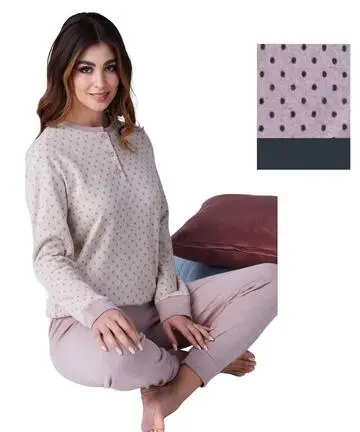 Pigiama donna in caldo jersey di cotone lanato Karelpiú SK9261