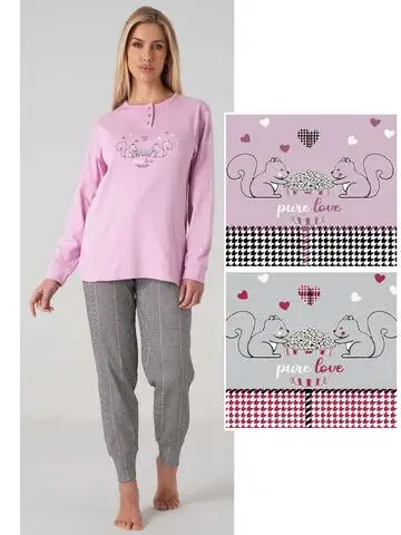 Pigiama donna in jersey di cotone caldo Karelpiu KF5057