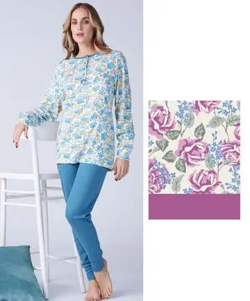 Pigiama donna in jersey di cotone caldo Karelpiu KF9022