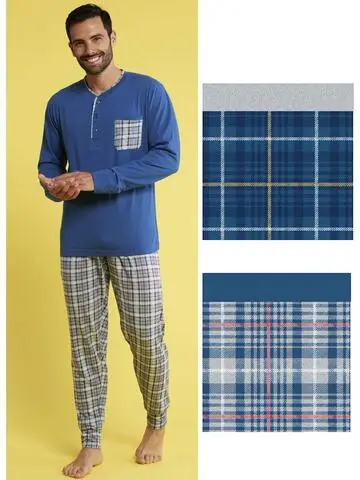 Pigiama uomo a manica lunga in jersey di cotone Karelpiu KC4196