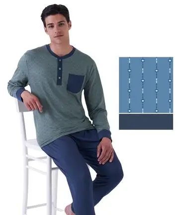 Pigiama uomo a manica lunga in jersey di cotone Karelpiu KE0223