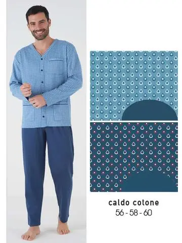 Pigiama uomo calibrato aperto in jersey di cotone caldo Karelpiu KF5102