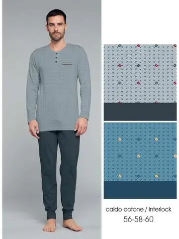 Pigiama uomo calibrato in jersey di cotone caldo Karelpiu KF3102