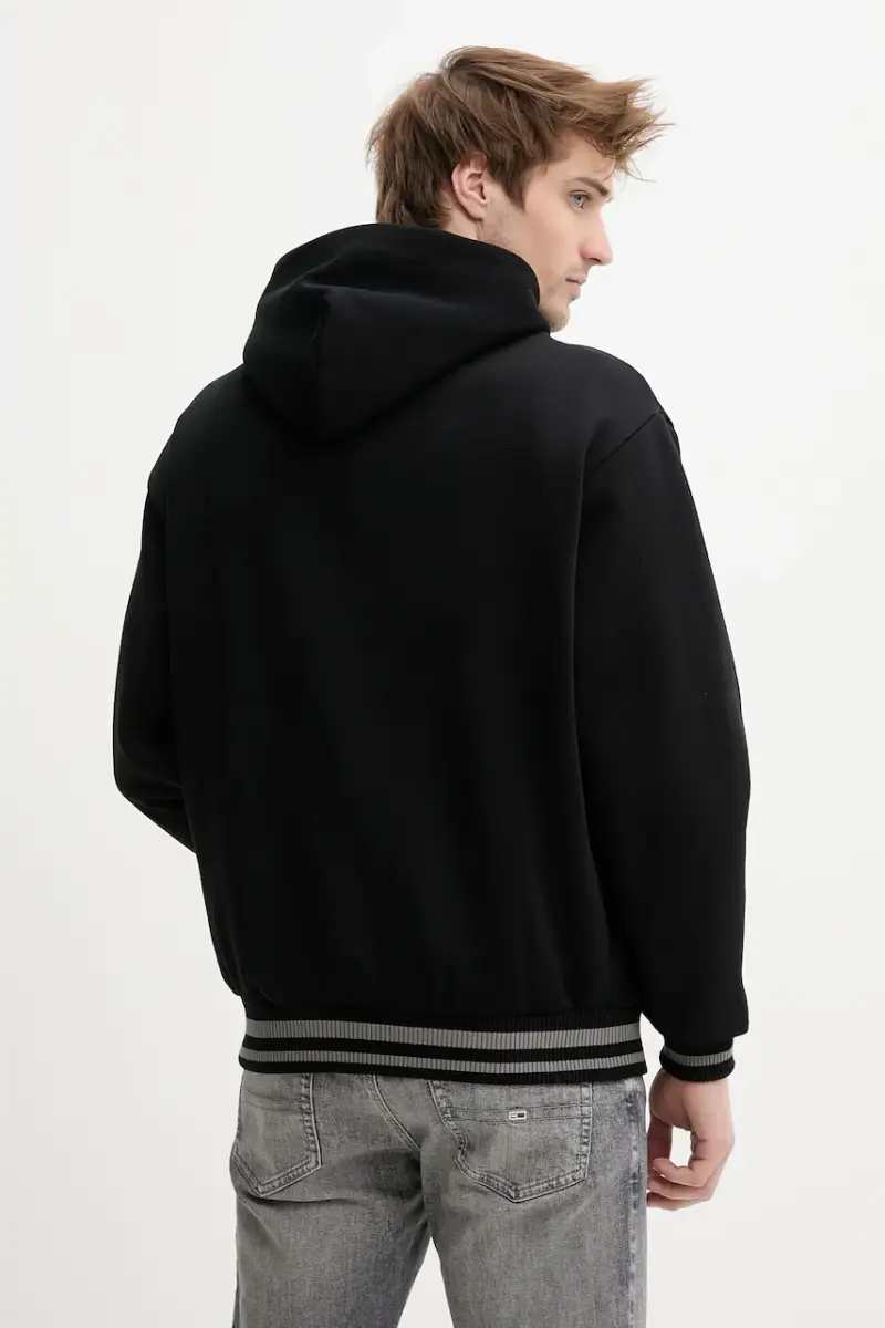 felpa in cotone uomo colore nero con cappuccio 60210341 miniatura 3