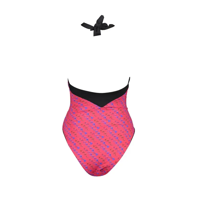 Karl Lagerfeld Beachwear Costume Mare Donna Rosa con Stampa Logo miniatura 2