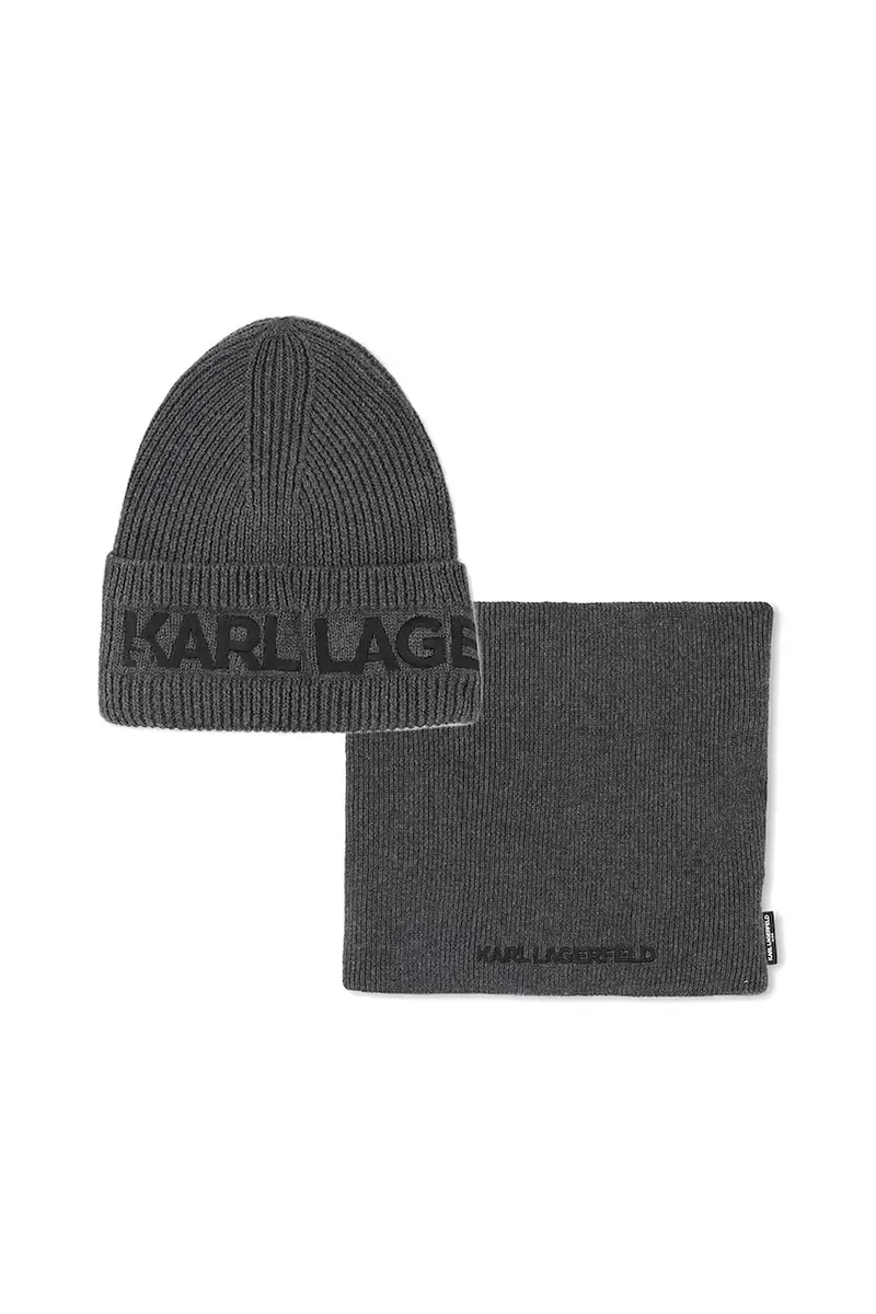 berretto e sciarpa in cotone per bambini colore grigio Z31031