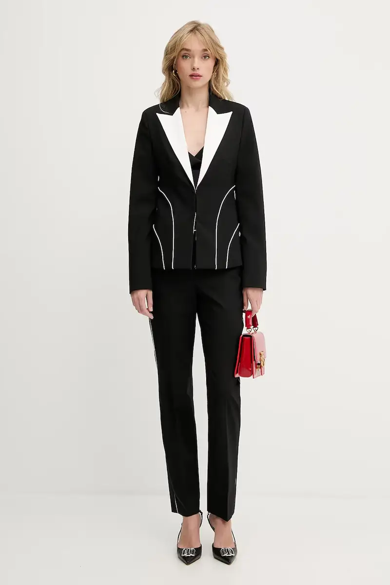 blazer con aggiunta di lana colore nero A3W14039 miniatura 2