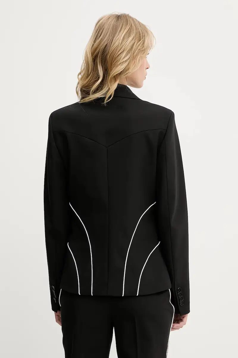 blazer con aggiunta di lana colore nero A3W14039 miniatura 3