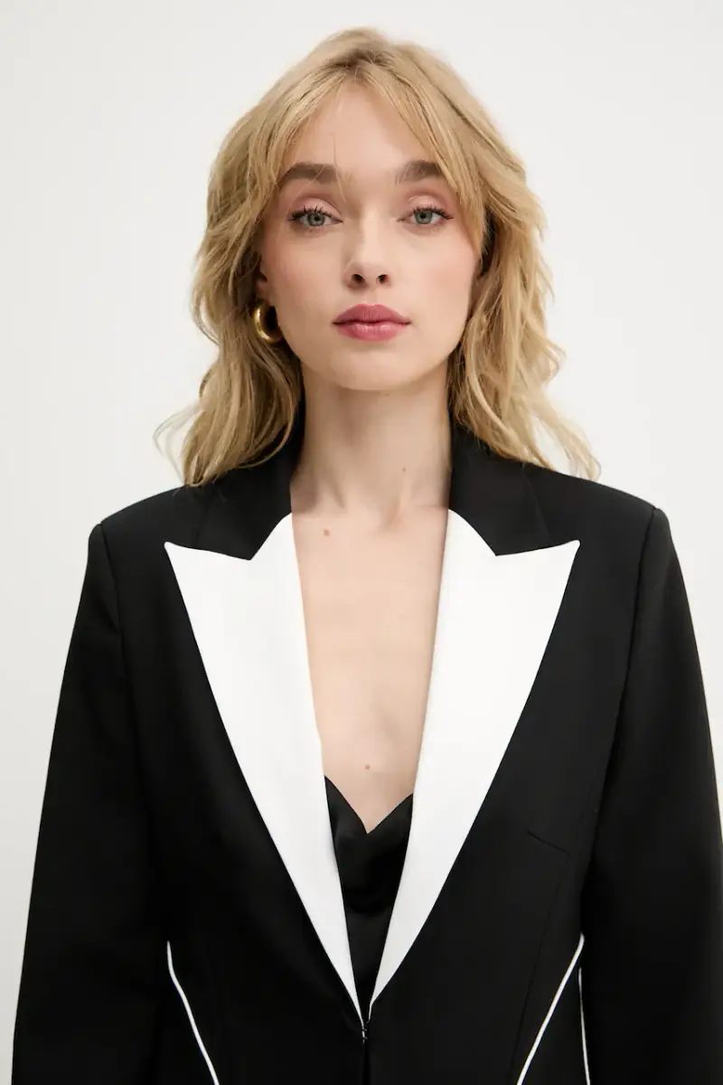 blazer con aggiunta di lana colore nero A3W14039 miniatura 4