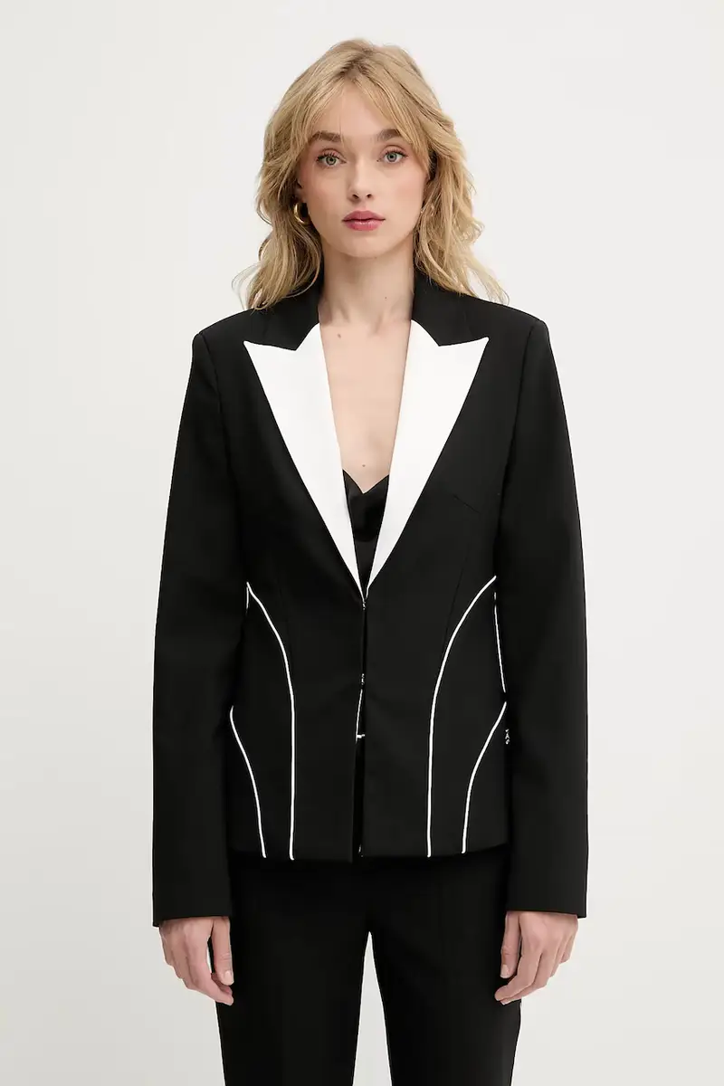 blazer con aggiunta di lana colore nero A3W14039