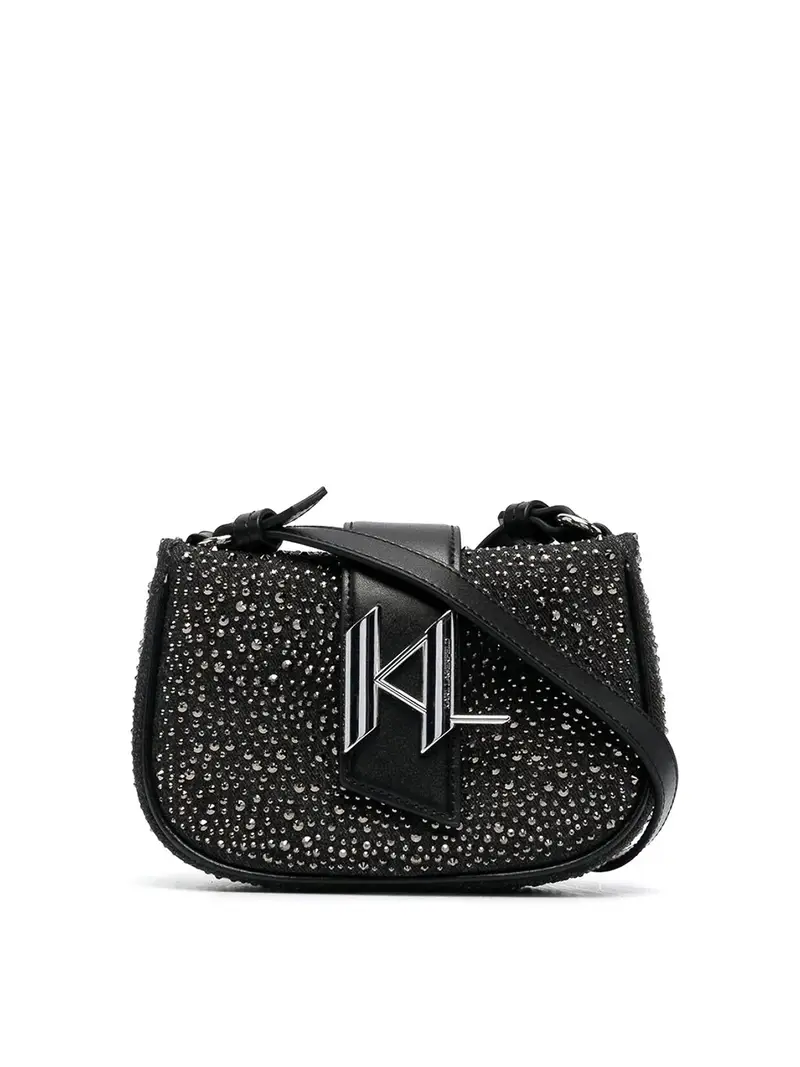 Borsa in denim con strass Nero