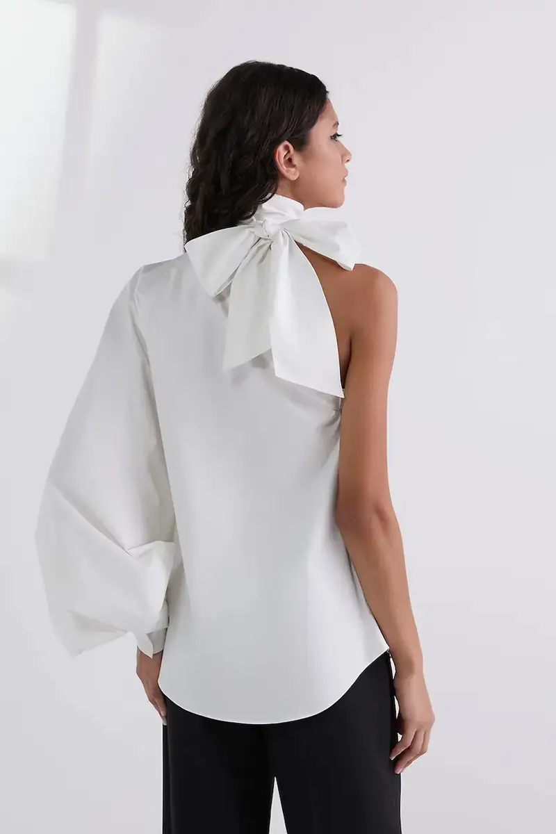 camicetta in cotone donna colore bianco A3W11037 miniatura 2