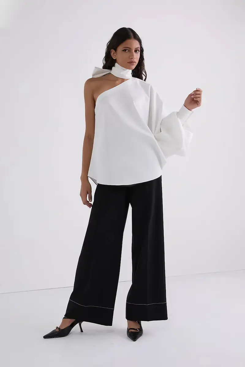 camicetta in cotone donna colore bianco A3W11037 miniatura 4