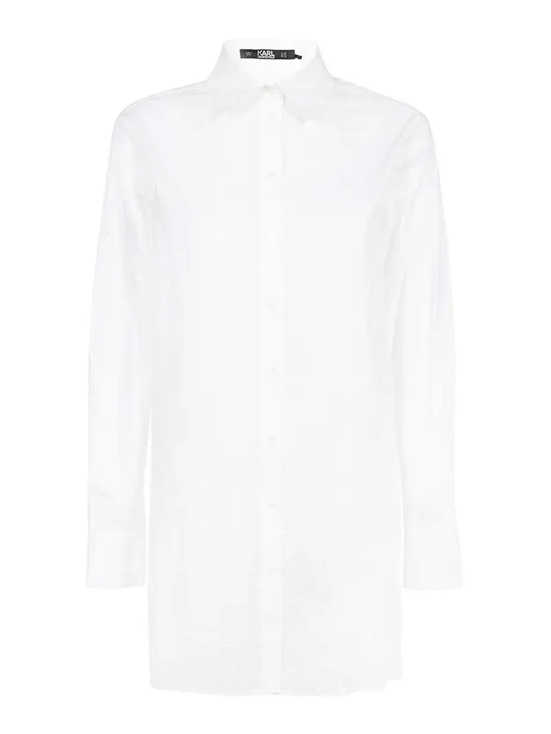 Camicia a tunica con pieghe sul retro Bianco