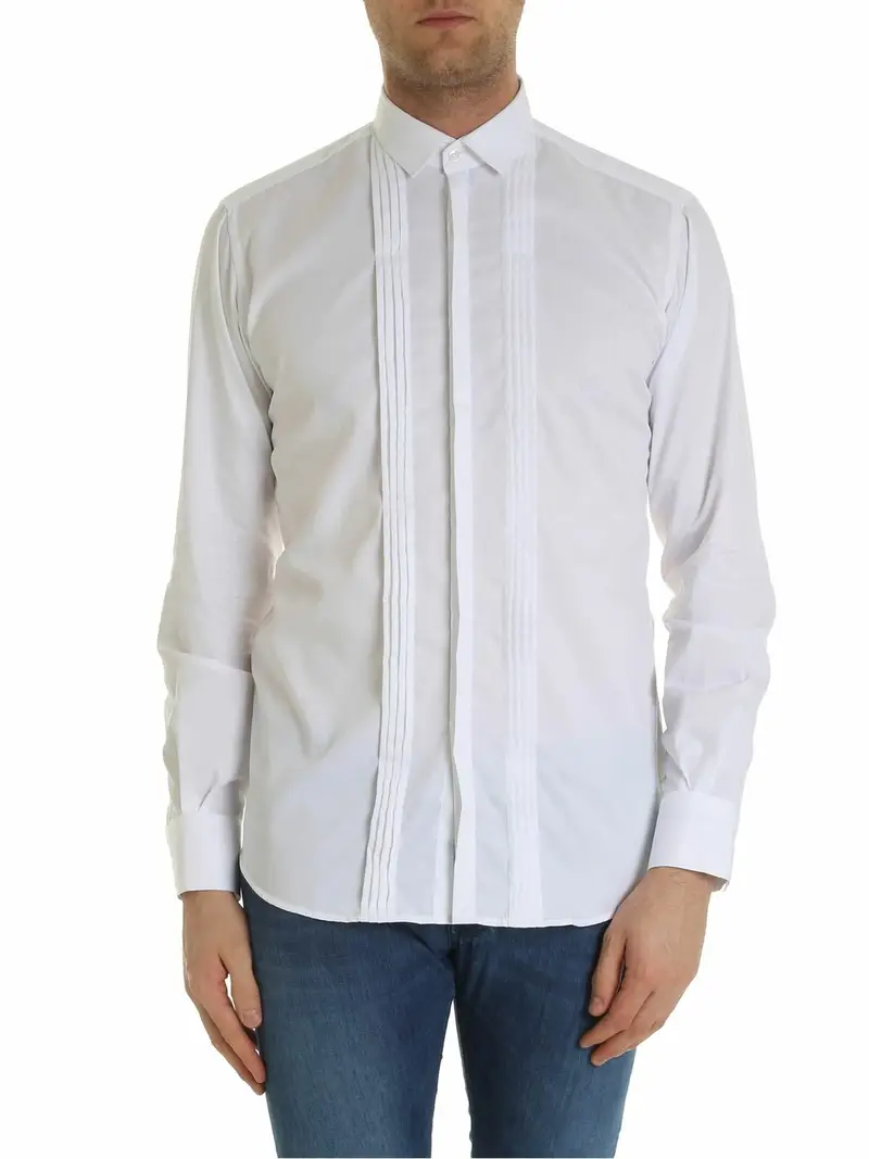 Camicia bianca con pieghe Bianco