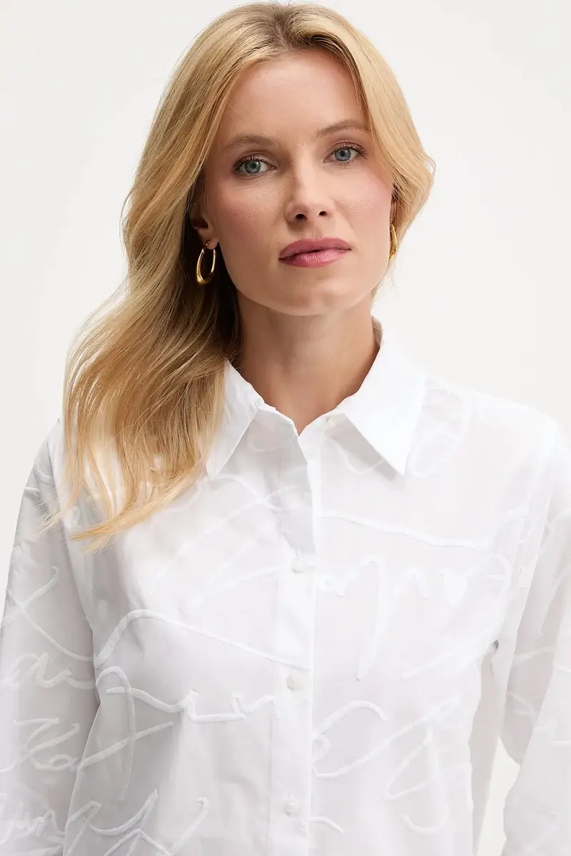 camicia in cotone donna colore bianco A3W11021 miniatura 4