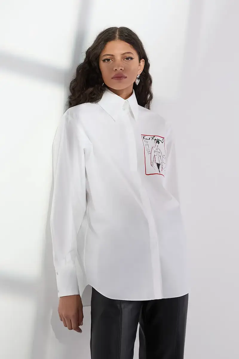 camicia in cotone donna colore bianco A3W11040 miniatura 2