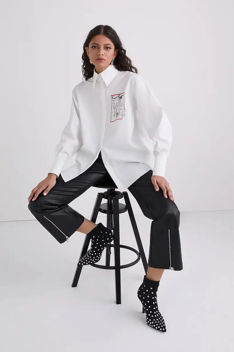 camicia in cotone donna colore bianco A3W11040 miniatura 4