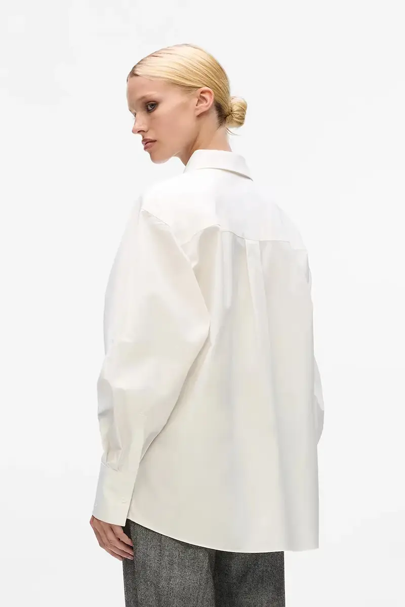 camicia in cotone donna colore bianco A4W11022 miniatura 2