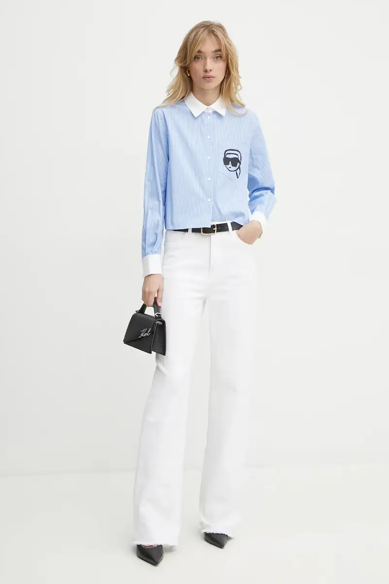 camicia in cotone donna colore blu A1W11037 miniatura 2