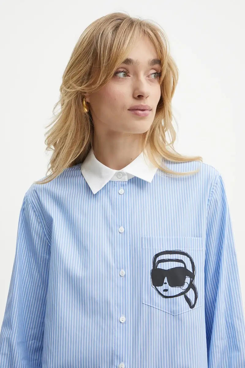 camicia in cotone donna colore blu A1W11037 miniatura 4