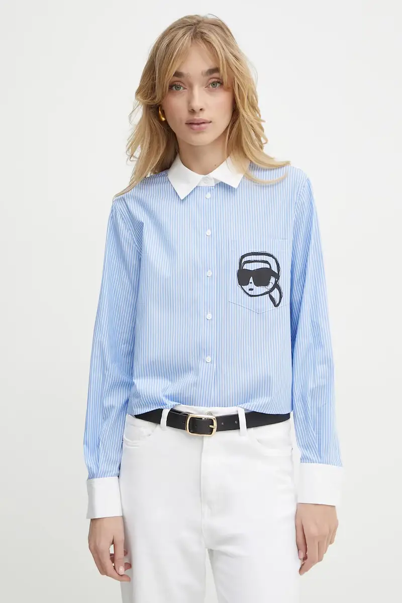 camicia in cotone donna colore blu A1W11037