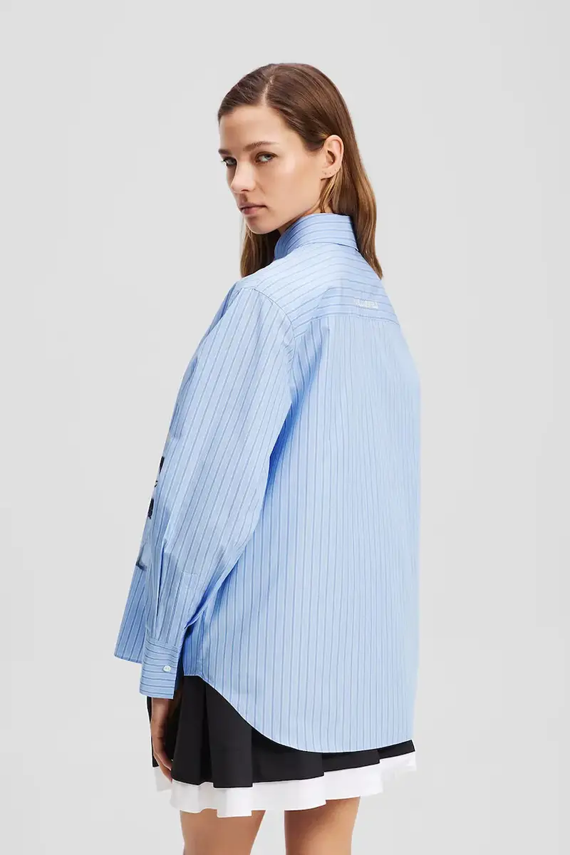 camicia in cotone donna colore blu A3W11029 miniatura 2