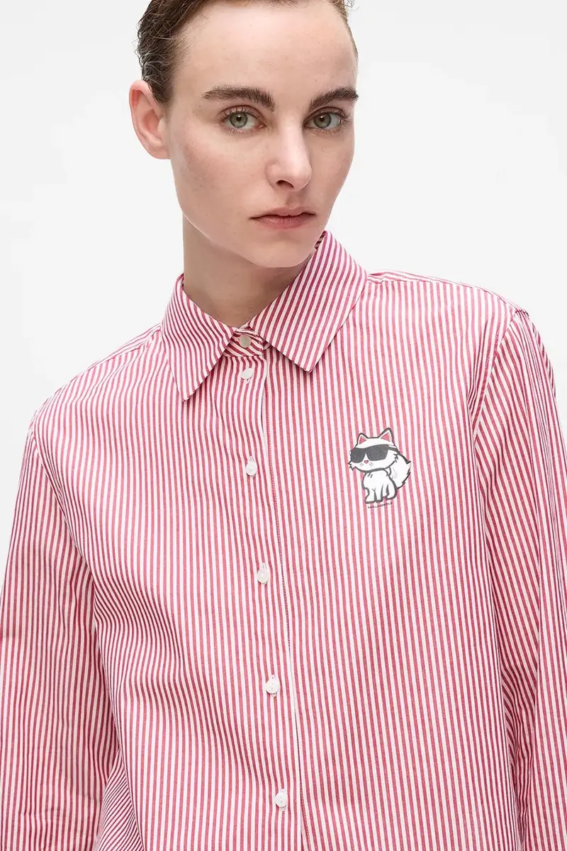 camicia in cotone donna colore rosso A4W11032 miniatura 2