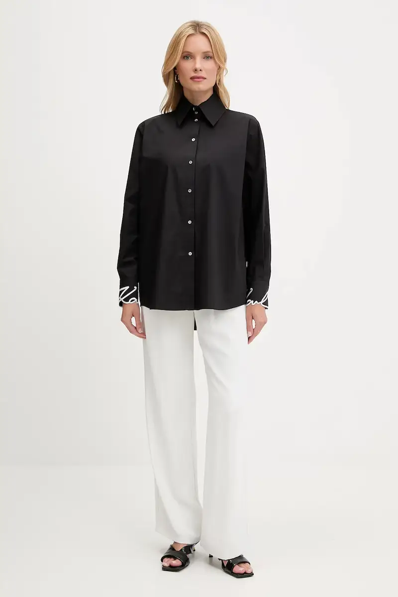 camicia in cotone Nero miniatura 2