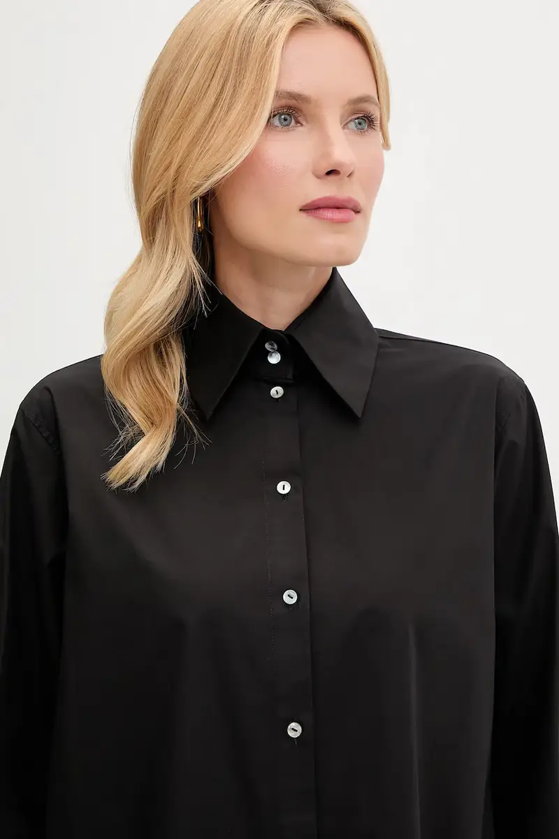 camicia in cotone Nero miniatura 4