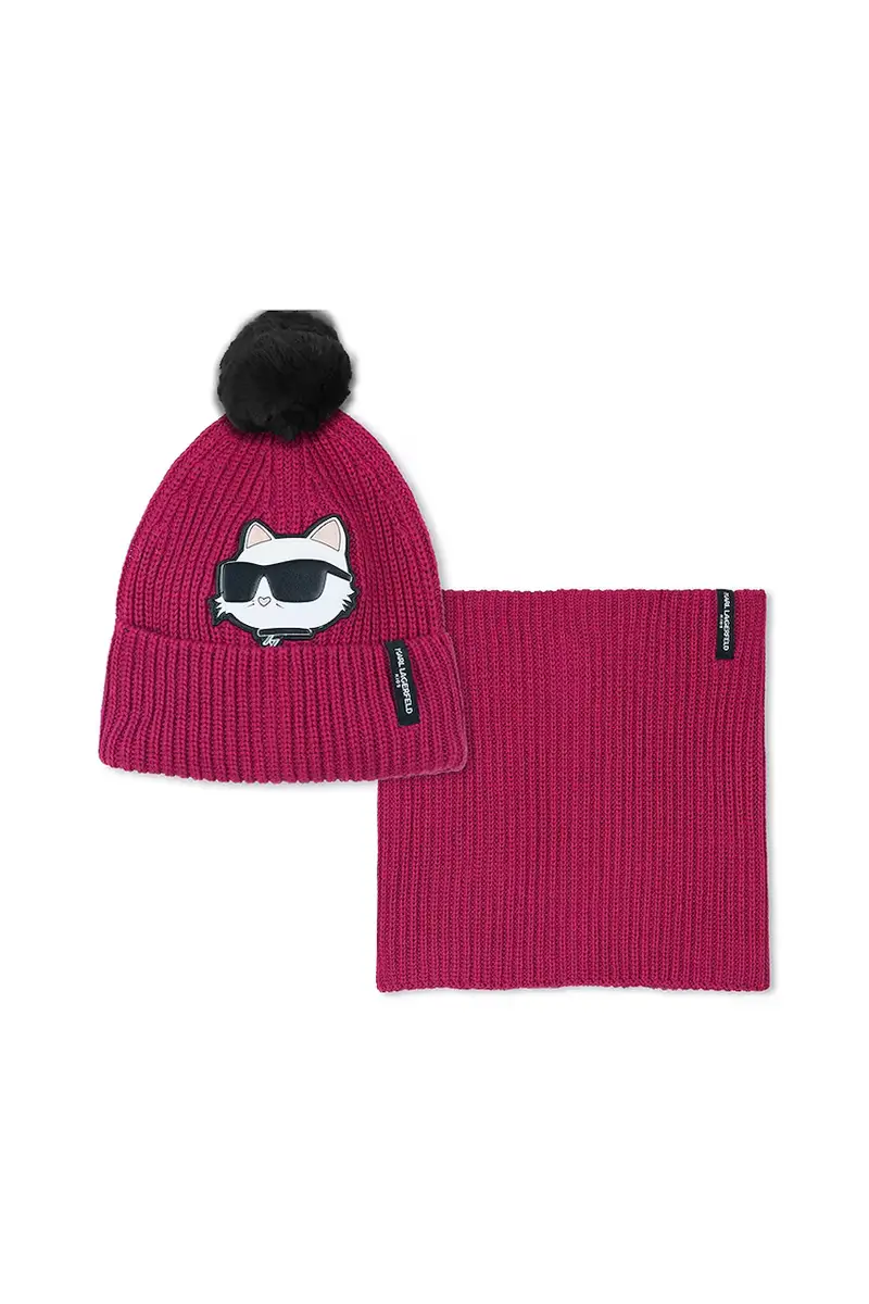 cappello e scaldacollo bambini colore rosa Z31011