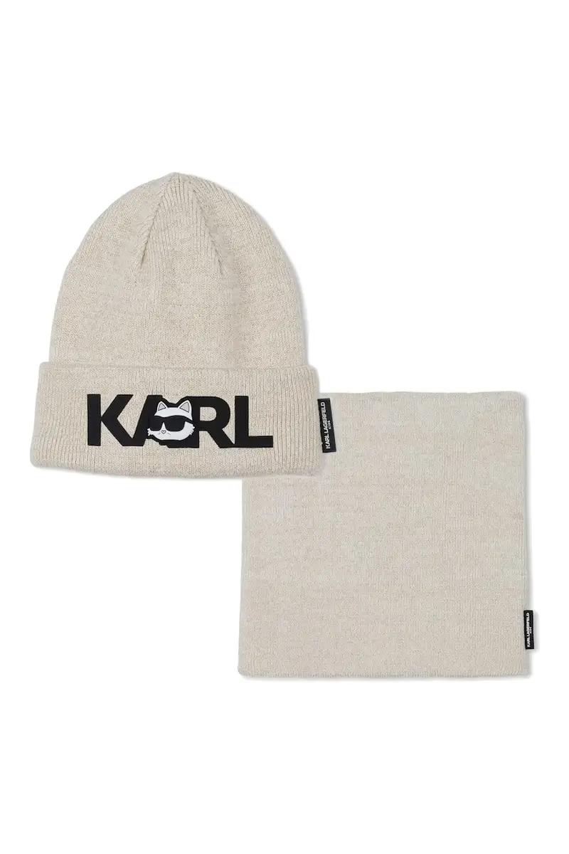 cappello e sciarpa in cotone per bambini colore beige Z31013