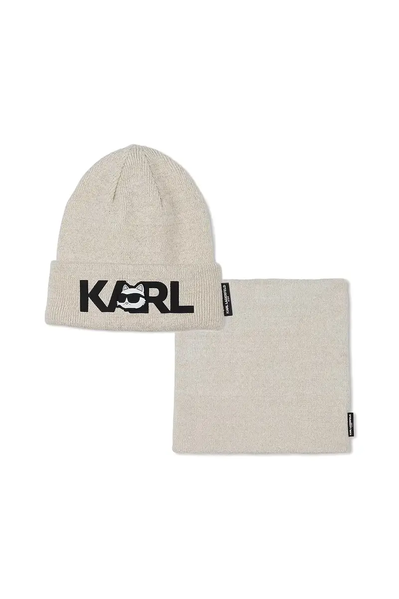 cappello e sciarpa in cotone per bambini colore beige Z31013