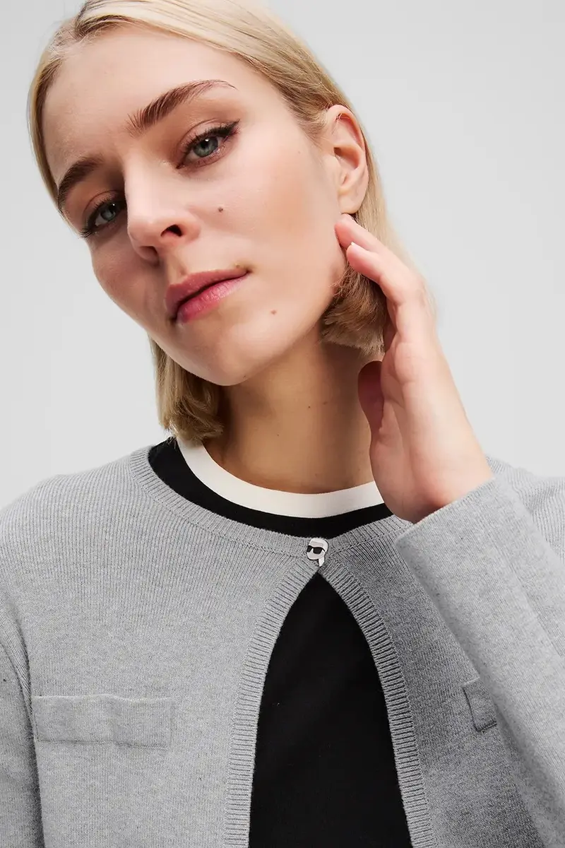 Karl Lagerfeld Cardigan Donna Grigio 3137770 miniatura 3