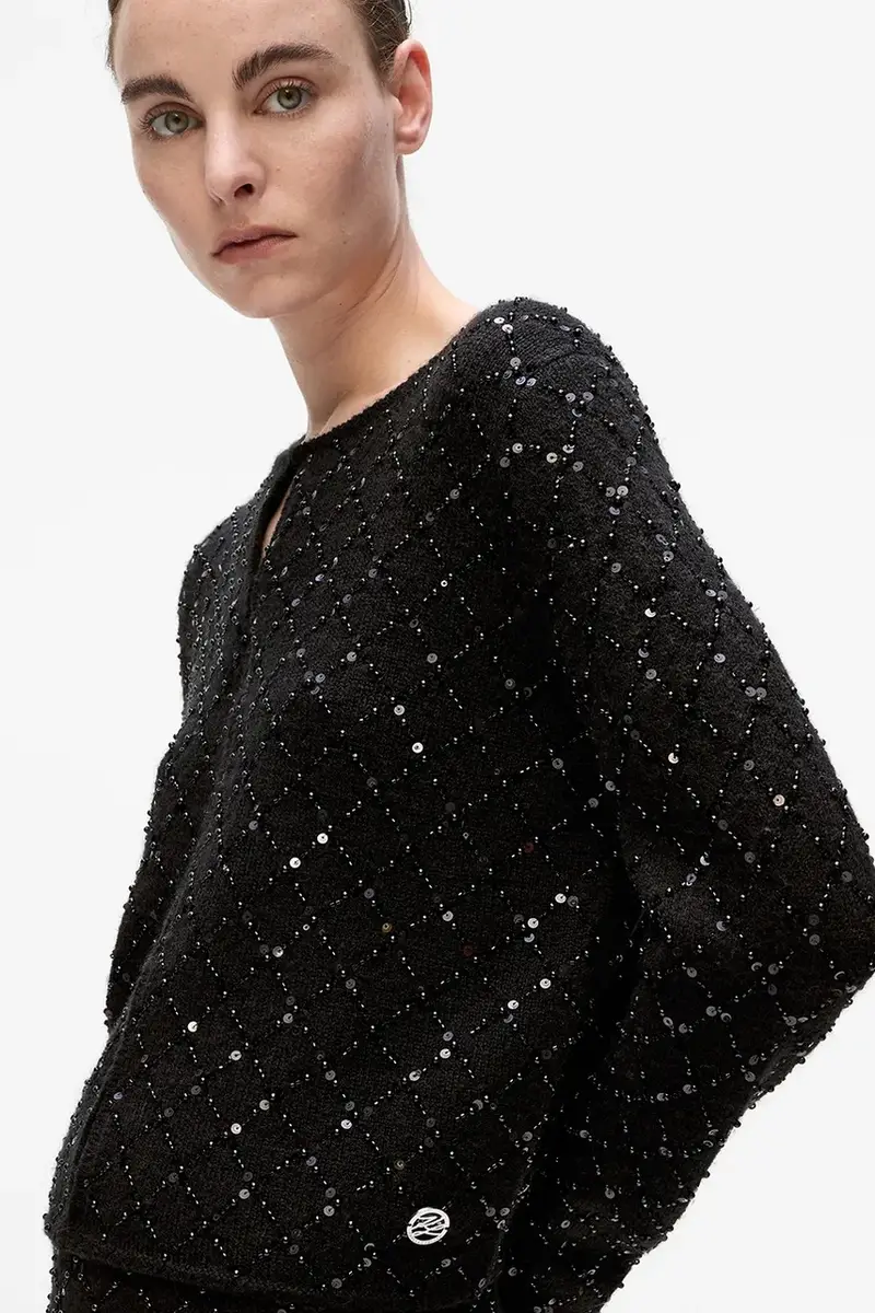 Karl Lagerfeld Cardigan Donna Nero 3776852 miniatura 2