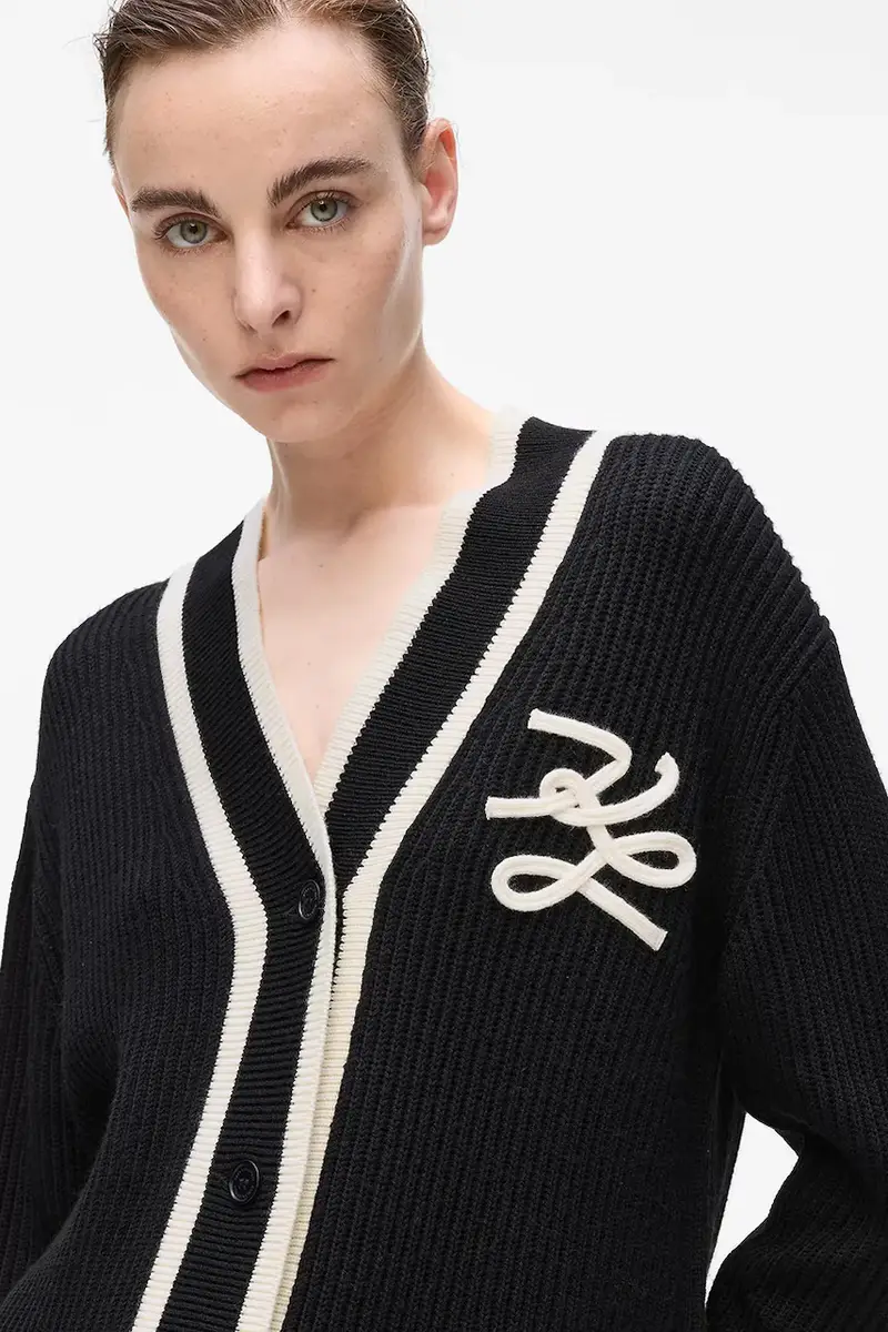 cardigan con lana colore nero A4W18052 miniatura 2