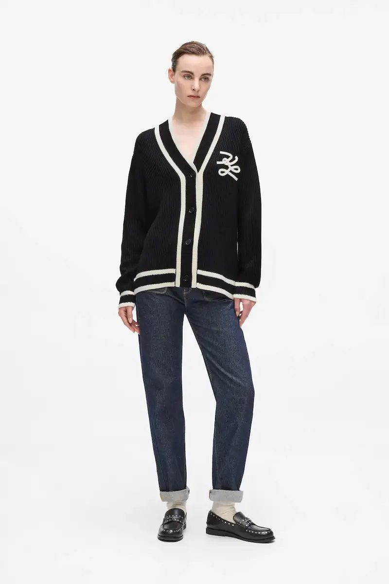 cardigan con lana colore nero A4W18052 miniatura 3