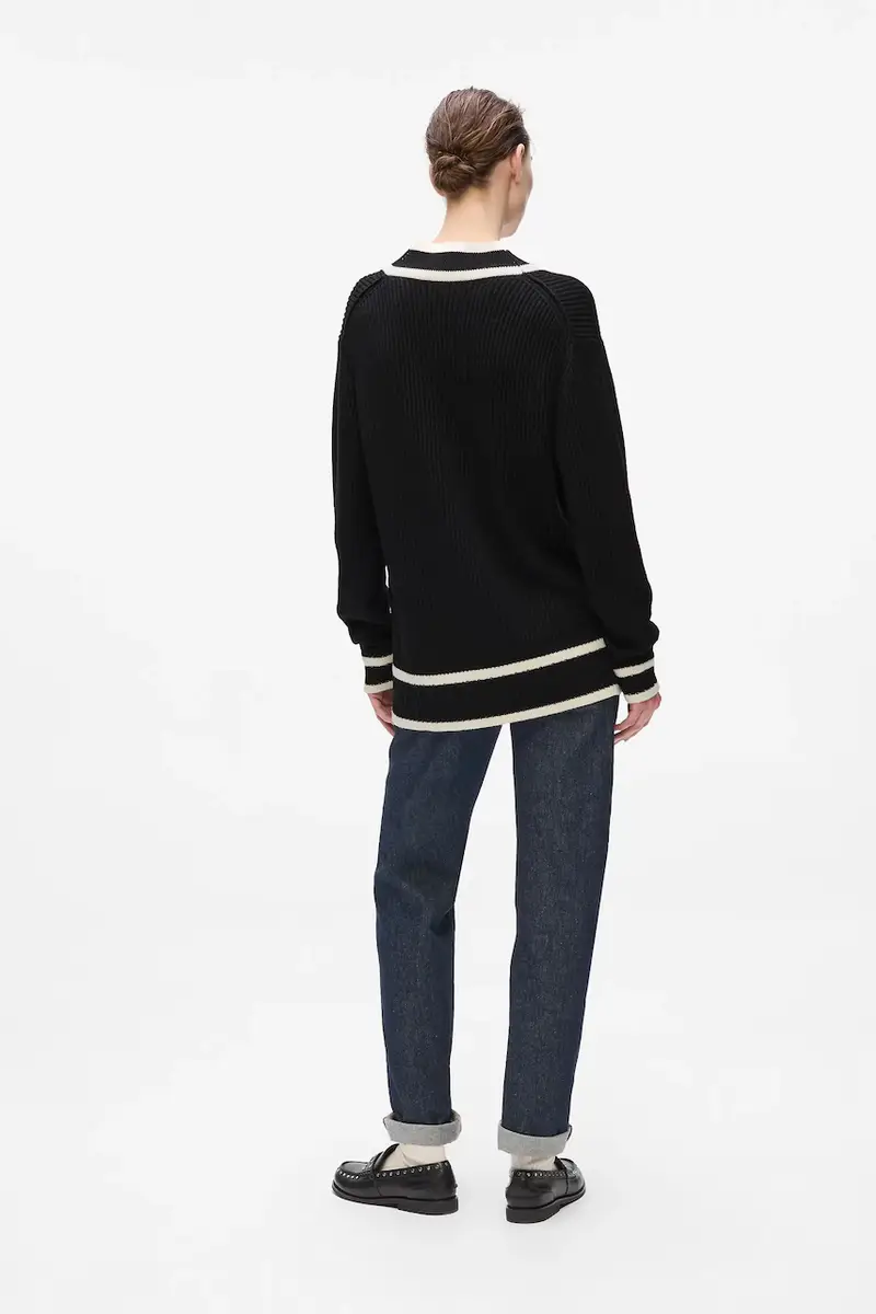 cardigan con lana colore nero A4W18052 miniatura 4