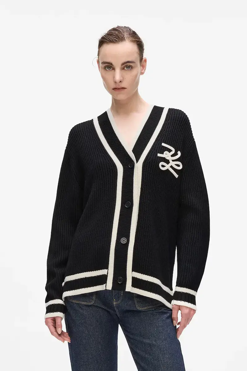 cardigan con lana colore nero A4W18052