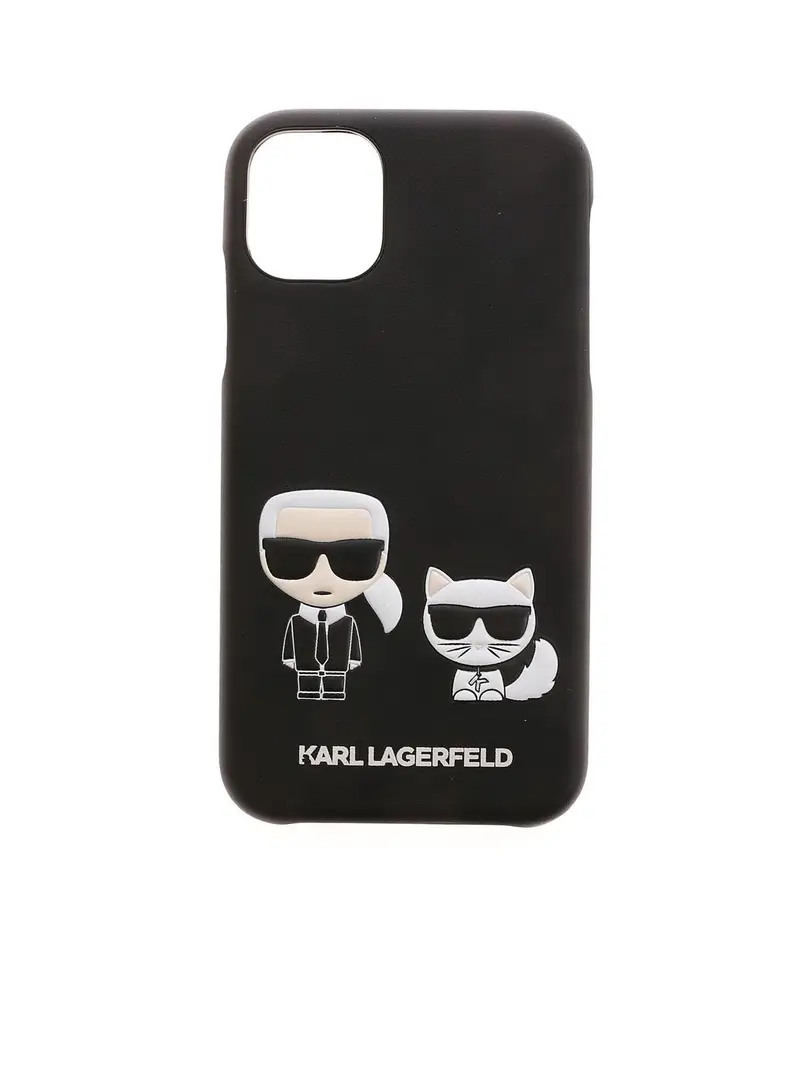 Cover iPhone 11 Karl e Choupette nera Nero