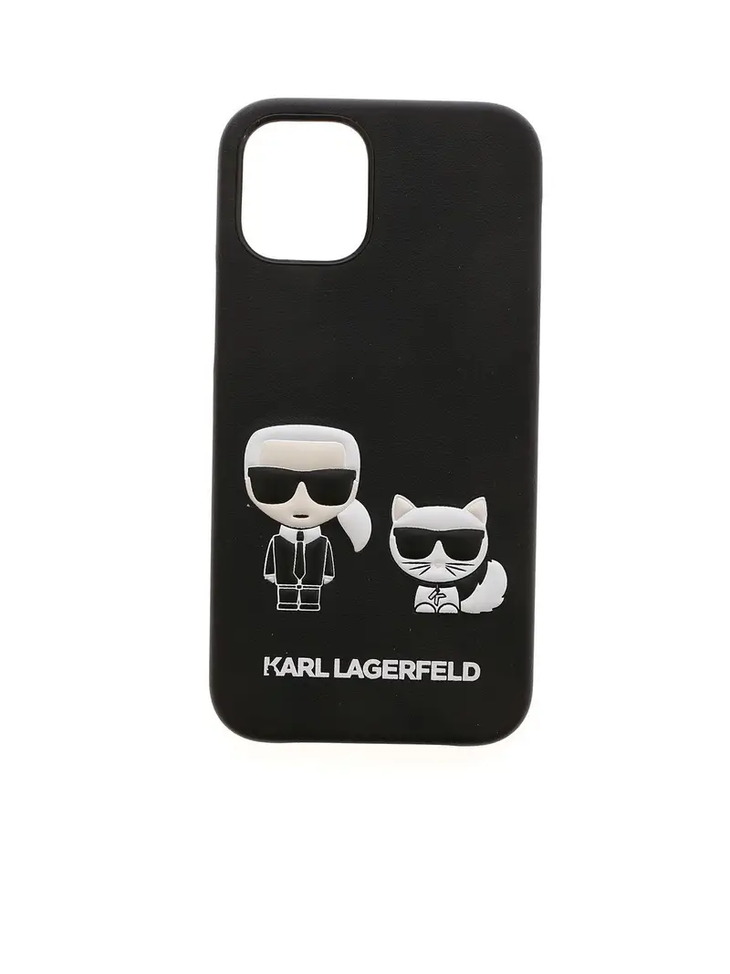 Cover iPhone 12Mini Karl e Choupette nera Nero
