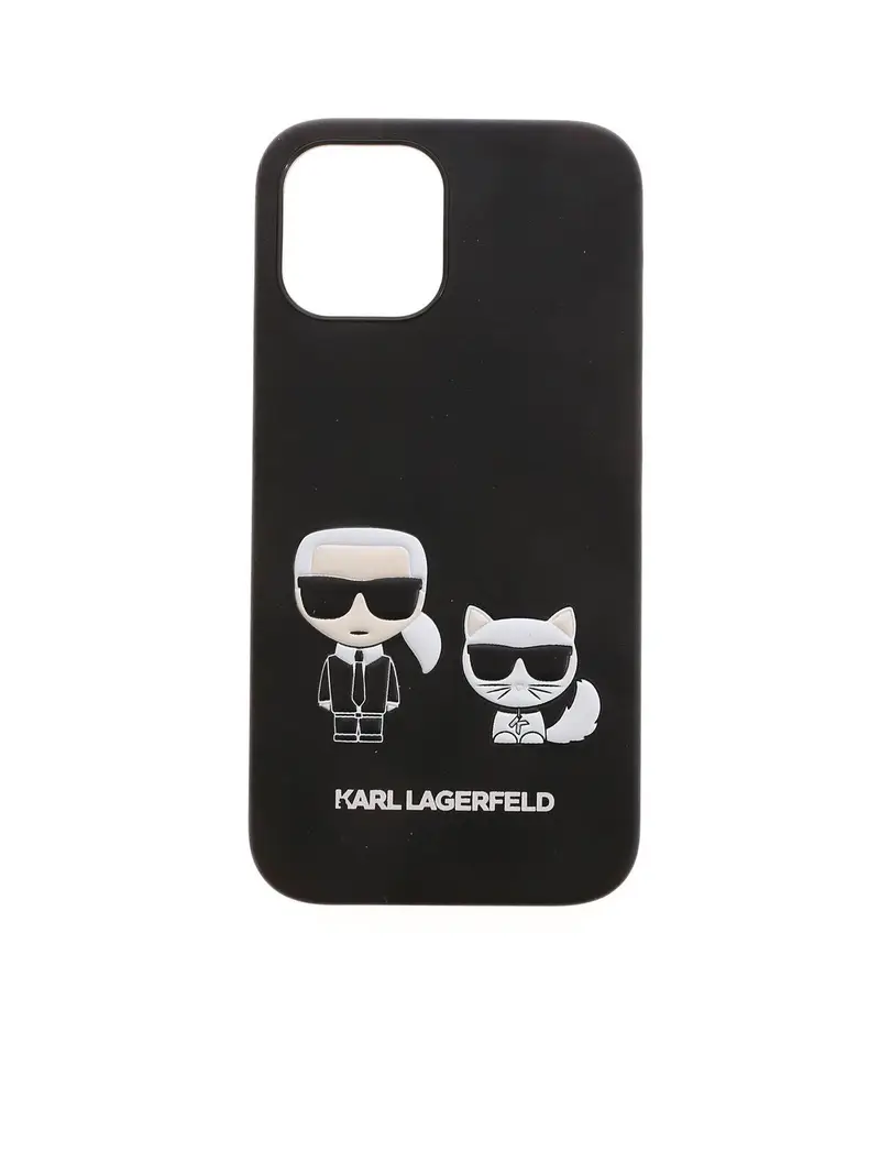 Cover iPhone 12Pro Max Karl e Choupette nera Nero