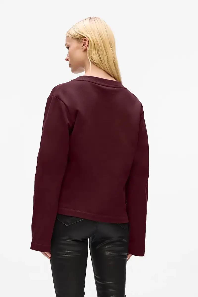 felpa con cotone colore granata con applicazione A4W20040 miniatura 2